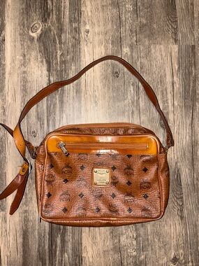 Vintage MCM Visetos Shoulder Bag Crossbody Brown Monogram - 90s